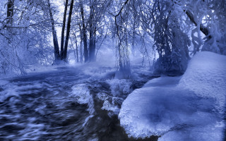 Winter forest mountain lake snow - snow and ice free wallpaper