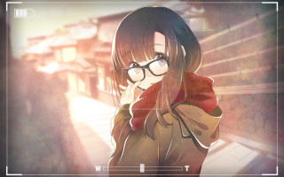 Girl glasses cityscape manga hoodie - glass free wallpaper for desktop