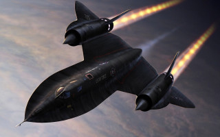Black jet cloudy sky rockets - streak free wallpaper
