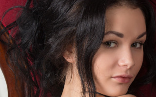 Woman long hair pose black - her shoulder free wallpaper