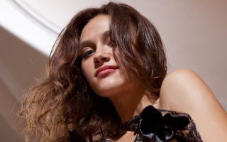 Woman blowing hair elina karimova 2 - free vintage wallpaper