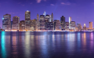 City skyline night blue sky 4 - a few light free wallpaper