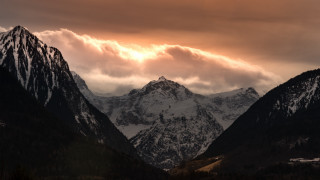 Mountain range clouds trees snowy - a few snow covered mountains free wallpaper