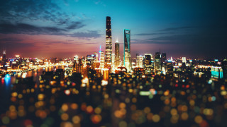 City skyline night lights tilt - cityscape free wallpaper