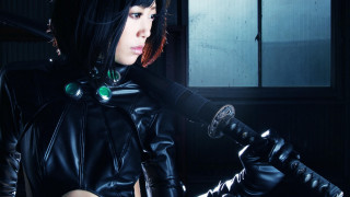 Woman black leather sword cosplay - cosplay free wallpaper