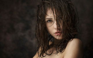 Woman wet hair portrait dark - wet hair free wallpaper
