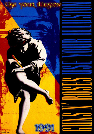 Woman guitar man yellow blue - her hand and a man in the background free wallpaper