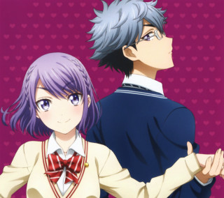 Anime couple purple hair blue - blue eye free wallpaper for tablet
