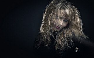 Woman blonde longhair blackshirt portrait - florianne becker free wallpaper