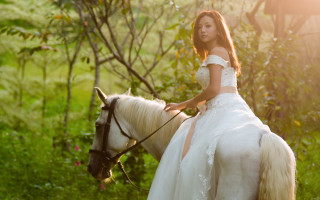 Woman horse field sunflare magical - fei danxu free wallpaper for desktop