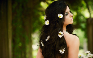 Woman flower hair forest naturalism - a forest in the background free wallpaper