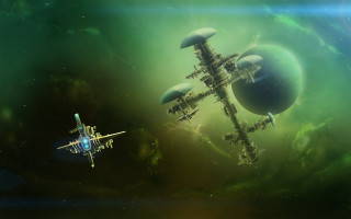 Space station green sky star - a green sky free wallpaper