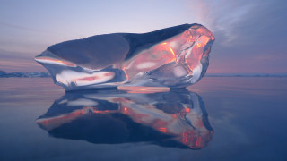 Iceberg sky reflection sunset mountain - a large iceberg free wallpaper