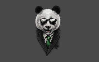 Panda sunglasses suit green tie - a green tie free wallpaper