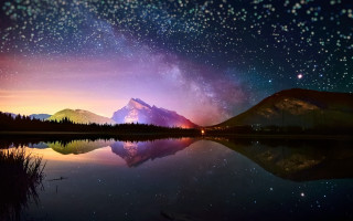 Mountain lake stars night reflection 2 - a reflection free wallpaper for desktop