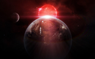 Red sun earth space art - a red sun free wallpaper