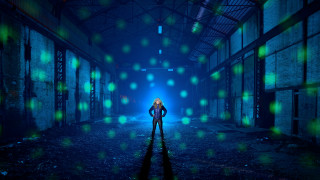 Holographic alleyway blonde girl night - camille bouvagne free wallpaper for desktop