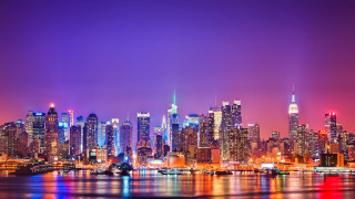 Tokyo skyline night lights bridge - the building and the water free wallpaper