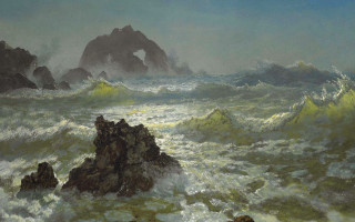 Rocky coast waves formation sky - fitz hugh lane free wallpaper