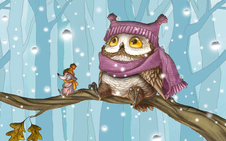 Owl scarf littlegirl snow forest - a pink scarf free wallpaper