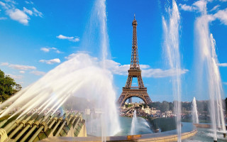Eiffel fountain water architecture paris - it in front free wallpaper