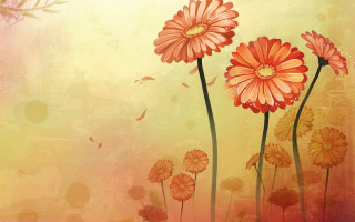 Flower painting yellow pink backgrounds - a few flower free wallpaper