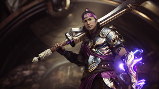 Man armor sword glowing darkroom - his hand in free wallpaper