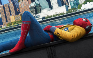 Spiderman yellowjacket rooftop cityscape tokyo - a yellow jacket free wallpaper