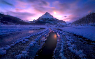 Snowy mountain river clouds night - a sky free wallpaper