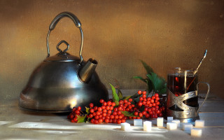 Tea kettle candles glass tea - photorealistic imagery free wallpaper
