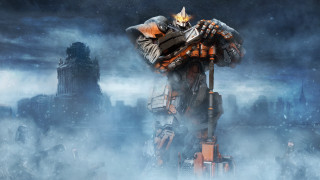 Robot city clocktower foggy night - mecha free wallpaper