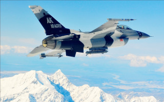 Fighter jet mountain range sky 4 - over a mountain range in the sky free wallpaper