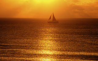Sailboat ocean sunset impressionist photography - a sailboat free wallpaper