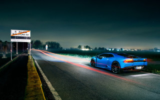 Blue sports car night road 4 - a blue sports car free wallpaper