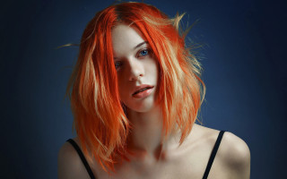 Orange hair blue eyes pose - orange hair free wallpaper
