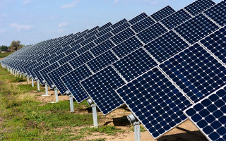 Solar panels field urban garden - solarpunk free wallpaper