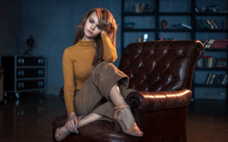 Woman chair library nails blue - fashion photoshoot free wallpaper