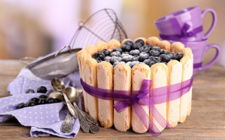 Blueberry cake basket purple ribbon 2 - a purple bow free wallpaper