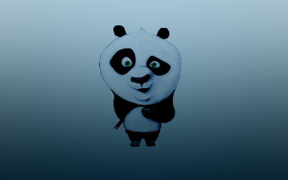 Panda standing wide eyed smiling - its eye wide open free wallpaper
