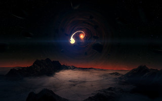 Black hole light star aurora 2 - a star in the middle free wallpaper
