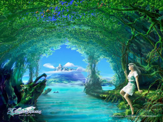 Woman white dress forest river - a forest free wallpaper for desktop