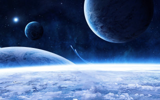 Space planets clouds stars glow - the horizon free wallpaper for desktop