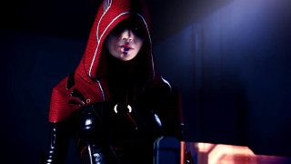 Woman red hoodie black gloves - black glove free wallpaper