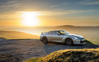 Silver sports car hill sunset - hill free wallpaper