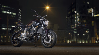 Motorcycle city night streetlight buildings - path free wallpaper