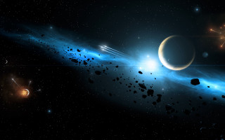 Bright blue star planets stars - a group of planets free wallpaper