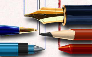 Colored pencils hanging red line - sharp foccus ilustration free wallpaper