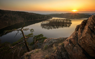 Lake forest mountain sunset sky - sunrise time free wallpaper
