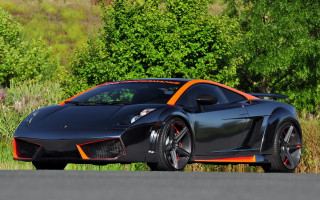 Black orange sports car forest - free motorcycles wallpaper