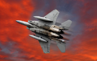 Fighter jet cloudy sky red 3 - sky behind free wallpaper
